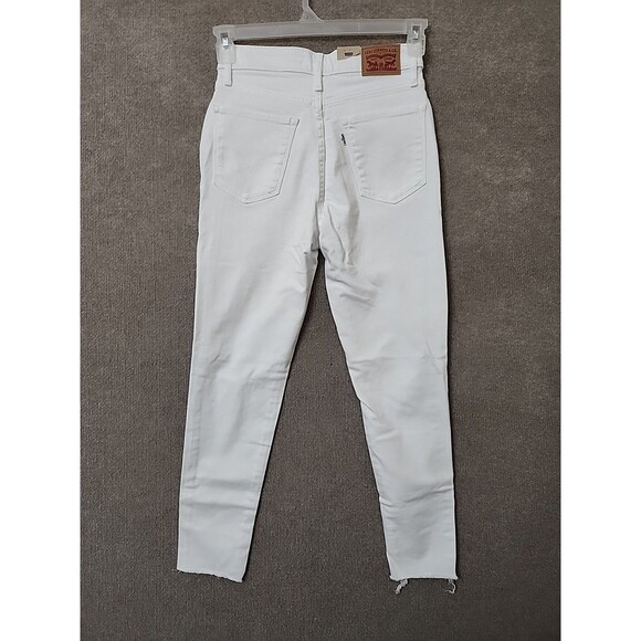 Levis 721 High Rise Skinny Ankle Jeans Womens 27 White Stretch Raw Hem NEW - Picture 8 of 13